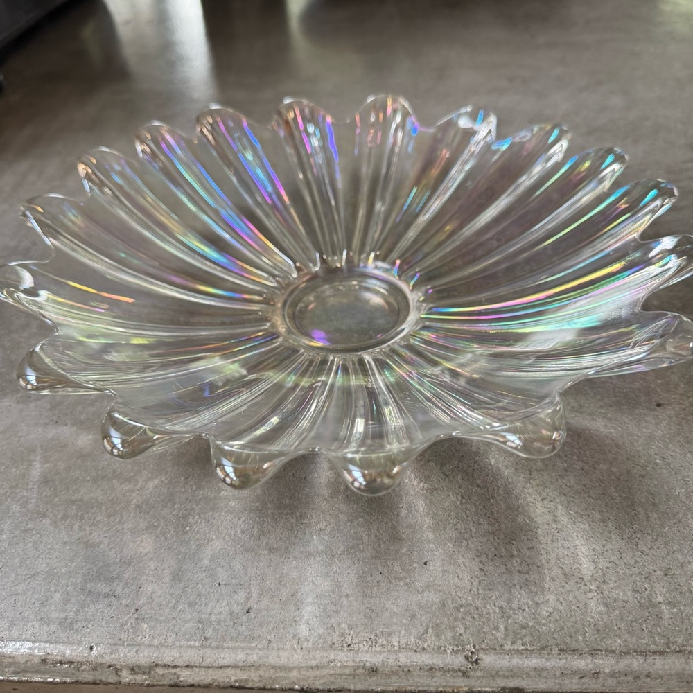 Vintage Federal Glass Carnival Glass Iridescent Glass Serving Plate